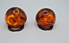Vintage Amber Plastic Dome Clip Earrings c1950s