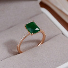 585 Rose gold with Natural Dark Green big stone cubic zirconia ring size : 8..