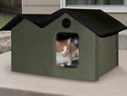 K&H NEW Olve Green/Black X-Wide (Fits 2) Thermo Outdoor Heated Kittie Cat House