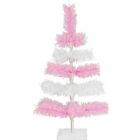 Shiny Pink and Matte White Layered Tinsel Christmas Tree Stand Included
