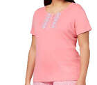 allbrand365 designer Womens Plus Size Cotton Flower Top, Tiny Blooms Pink,2X