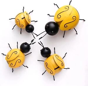 4 Pcs Decorative Metal Bumble Bee Bugs Garden Accents Lawn Ornaments Sculpture