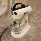 Vintage Kitchen Aid Hobart Stand Mixer White Glass Bowl Model 3B w/ Beater