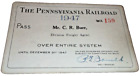 1947 PENNSYLVANIA RAILROAD PRR MANAGEMENT VIP EMPLOYEE PASS #159