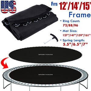 Replacement Trampoline Mat Fit 12ft 14ft 15ft Frame 72 88 96 Rings w/Spring Tool