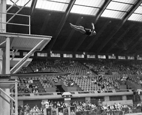 Olympic 1948 Diving Zoe Olsen Jensen of USA dives in the women's s- Old Photo