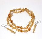 Natural Citrine Rough Handmade Beaded Necklace Earrings Set Jewelry 19|2