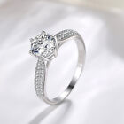 Womens 1.7 Carat Crystal Zircon Wedding Ring 925 Sterling Silver Rings Size 5-10