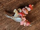 Brooch Gold Tone and Branch Coral VINTAGE