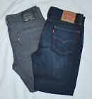 Lot 2 EUC Levis 514 Straight Fit Mens 34x30 Kale Dark Blue & Gray Denim Jeans