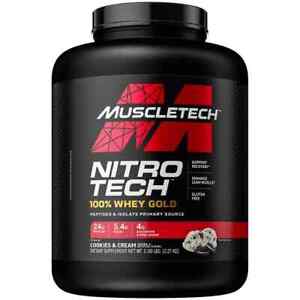 Muscletech Nitro Tech 100% Whey Gold 5lb Cookies Dietary Supplement 35 Servings