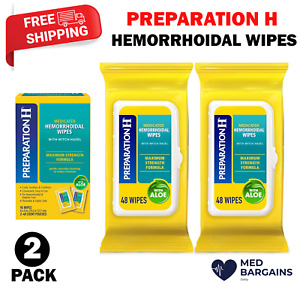 Preparation H Hemorrhoid Flushable Wipes with Witch Hazel for Skin 48CT - 2 Pack