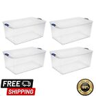 4 Pack 105 Qt Latch Box Plastic Totes Clear Storage Containers Bin Latching Lids