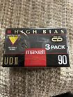 New MAXELL UD II High Bias Blank 90 Minute Cassette Tapes Three Pack