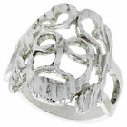 Sterling Silver Jesus Face Ring High Polished Finish 3/4