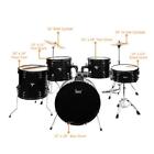 Full Size Adult Drum Set 5-Piece with Bass Drum, two Tom Drum, Snare Drum, Floor