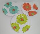 Laurie Gates Set of 3 Melamine Floral Embossed Salad Lunch Plates 8-3/4” Picnic
