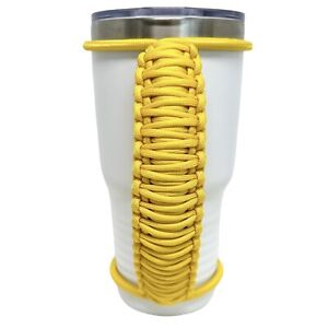 30/40oz Long Stretchable Paracord Tumbler Handle, Solid Yellow, Fits Epoxy Cups
