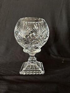 Vintage Cut Crystal Pedestal Rose Bowl  Diamond Pineapple 7.25”