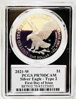 2021-W PCGS PR70 TYPE-2 First Day Of Issue Silver Eagle -DAMSTRA- Black Core 💥