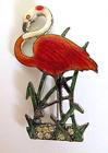 Gorgeous Vintage Estate Art Deco Guilloche Enamel Flamingo Brooch Pin