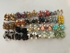 Lot of 20 ALL SIGNED Vintage Cluster Clip Earrings - Vendome, West Germany, etc