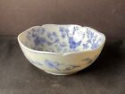 Vintage Baiyuntang Blue & White Rice Bowl with scalloped edge, Bird Pattern