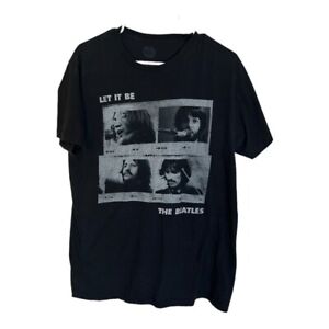 The Beatles Let It Be T Shirt Band Portrait Tee Black Adult Size Large
