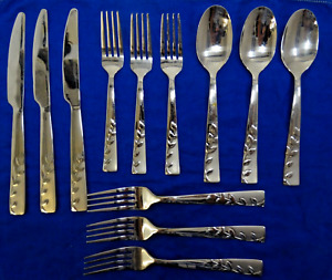 Cambridge Blossom Sand Glossy Stainless Steel Flatware Lot of 12  Pieces