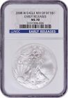 2008-W $1 American Silver Eagle Burnished Reverse of 2007 Rev of '07 SP70 ER NGC