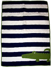 New ListingPottery Barn Kids Stripe Alligator Baby Crib Toddler Bed Quilt Blue White Green