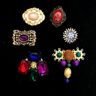 6 PIECE COLORFUL BROOCH LOT - 807