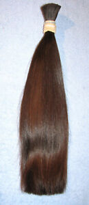 HUMAN HAIR HAIRCUT 14.5 INCH DARK BROWN / RED TONES PONYTAIL REBORN DOLLS P60