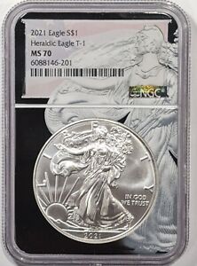 New Listing2021 American Silver Eagle $1 Heraldic Eagle T-1 NGC MS70