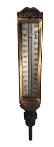 Antique Weksler Brass Thermometer Up To 300 Degrees F New York City Untested