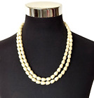 Long Rope Style Women's Necklace Ivory Color Carved Beads