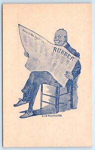 POSTCARD Hold to the Light Man Reading Newspaper Max Stein Woman Blowing Skirt