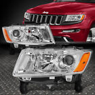 FOR 14-16 JEEP GRAND CHEROKEE CHROME/AMBER CORNER PROJECTOR HEADLIGHT HEAD LAMPS (For: 2016 Jeep Grand Cherokee)
