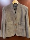 Lafayette 148 Womens Soft Tweed Wool Silk Linen 3 Button Brown Blazer Jacket 12