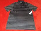 GREG NORMAN  PLAY DRY GOLF  MENS  LARGE BLACK STRIPED   POLO  SHIRT  NEW W/ TAGS