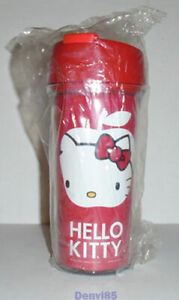 VERY CUTE! 2010 Sanrio HELLO KITTY Tall Beverage Container w/Lid! NEW!
