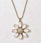 Betsey Johnson Gold Tone Iridescent Rhinestone Crystal Daisy Flower Necklace