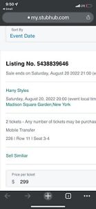 Harry Styles concert tickets @ Madison Square Garden - Saturday, 8/20