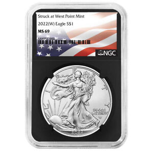 2022 (W) $1 American Silver Eagle NGC MS69 Flag Label Retro Core