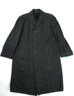 Vtg 1950s Herringbone Striped Tweed Wool Overcoat Hollywood 50s 60s Size 46 ?