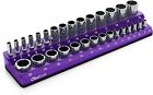 Olsa Tools Magnetic Socket Holder 3/8-inch Drive Holds 30 Sockets  Metric Purple