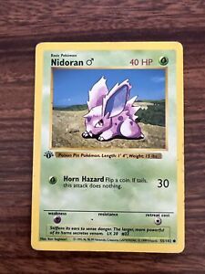 1st Edition Shadowless Nidoran 55/102 Base Set Vintage Pokemon Card