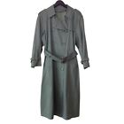 Vintage London Fog Union Made Olive Green Belted Trench Coat Size 16 Petite