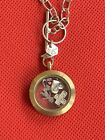 Origami Owl Rose Gold Snap Top Locket w/18” Chain, & 5 misc. charms
