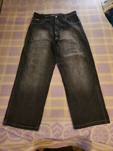 Vintage Southpole Mens Jeans Black 36x31.5 Baggy Wide Y2K Skater Street Fade Hip
